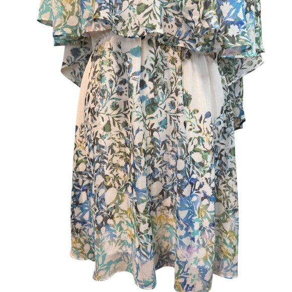 Free People Floral Print Mini Dress Boho Cape Overlay Size S - Picture 4 of 11